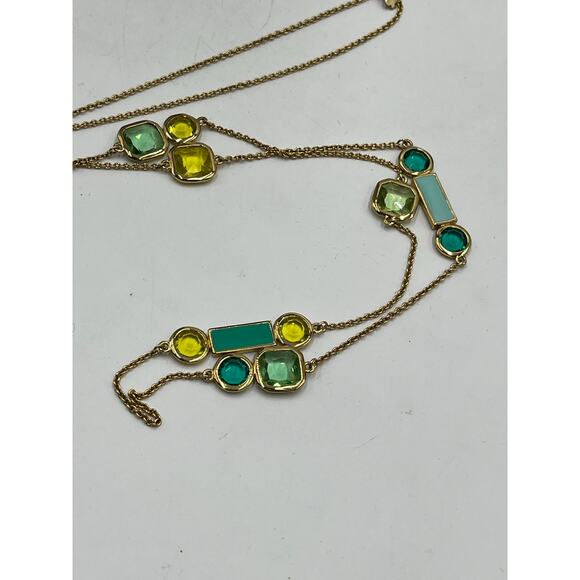 Kate Spade Cause A Stir Gold Plated Blue Yellow Green Station Necklace - Picture 6 of 9